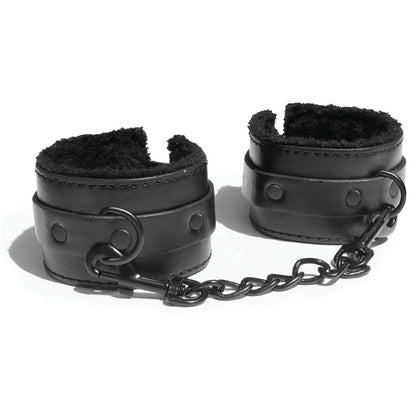 Sex & Mischief Shadow Fur Handcuffs - Black Comfortable Restraints