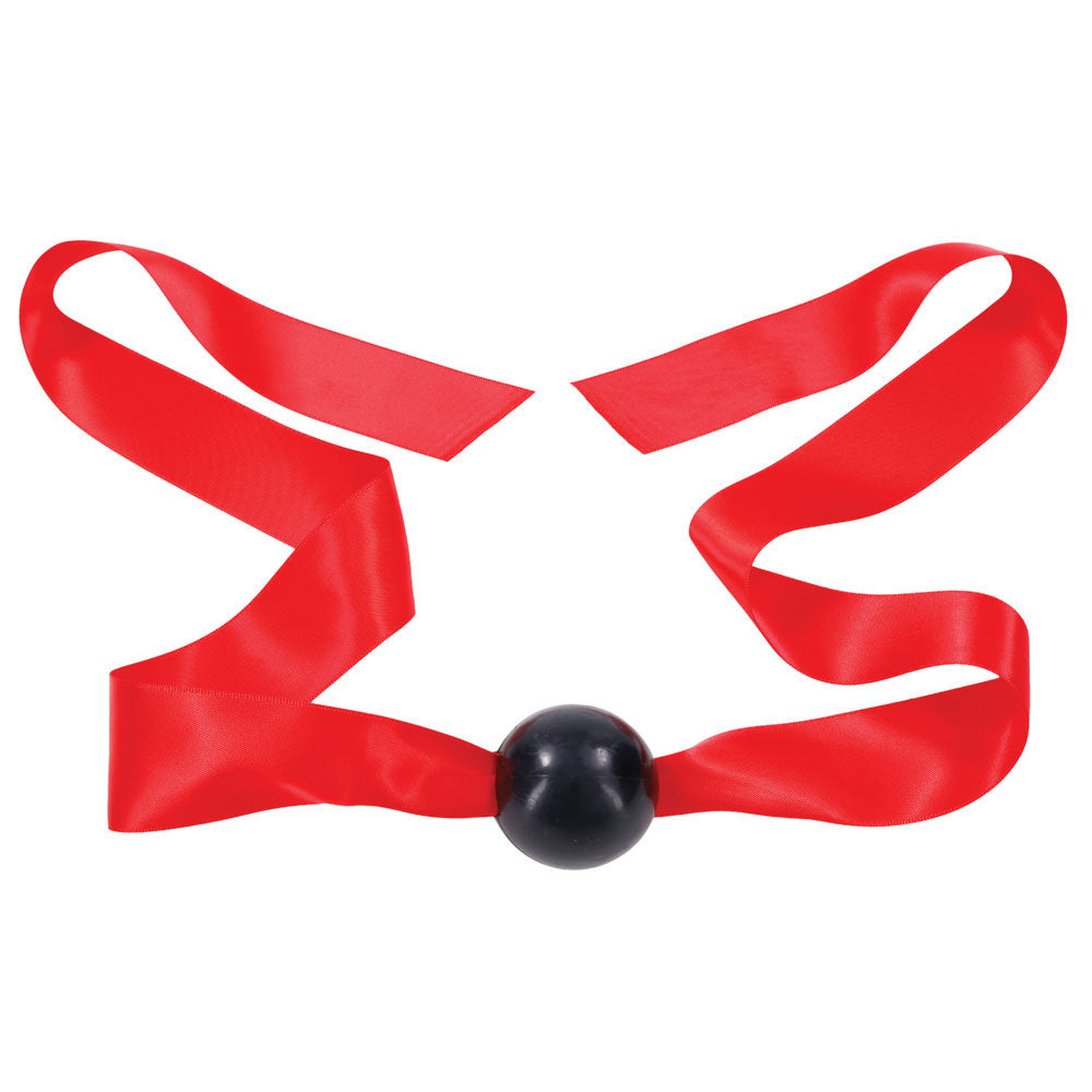 Sex & Mischief Amor Satin Ball Gag - Red/Black Mouth Restraint