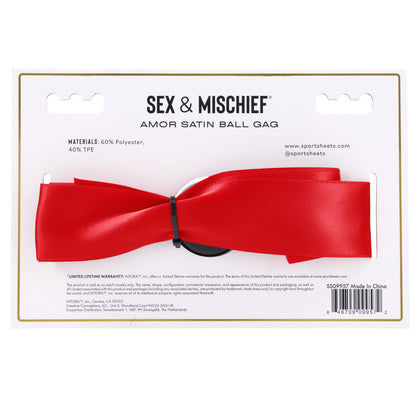 Sex & Mischief Amor Satin Ball Gag - Red/Black Mouth Restraint