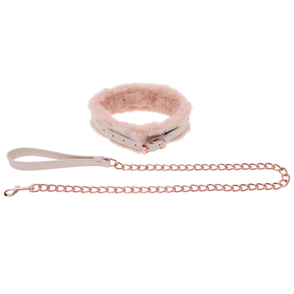 Sex & Mischief Peaches n CreaMe Fur Collar & Leash - Peach Restraint