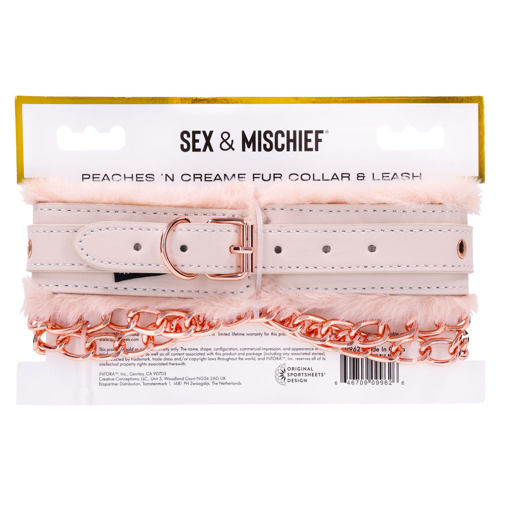 Sex & Mischief Peaches n CreaMe Fur Collar & Leash - Peach Restraint