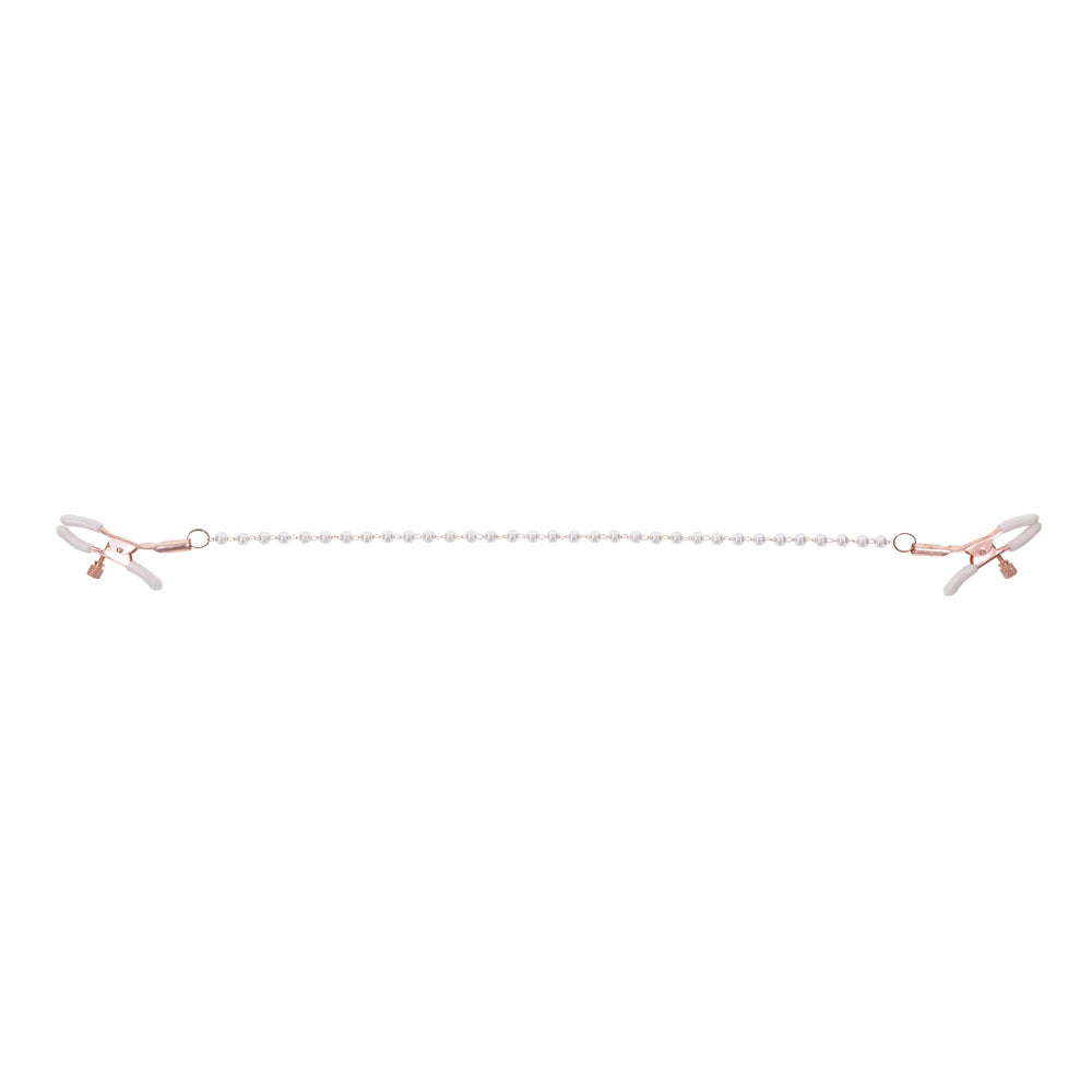 Sex & Mischief Peaches n CreaMe Pearl Nipple Clamps - Peach Nipple Restraints