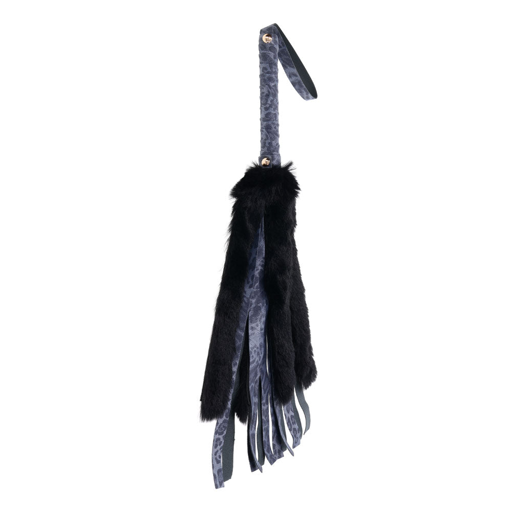 Sex & Mischief Cougar Faux Fur Flogger - Navy Blue/Black Furry Flogger Whip