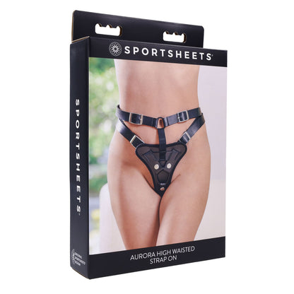 SPORTSHEETS Aurora High Waisted Strap On - Black Adjustable Strap-On Harness (No Probe Included)