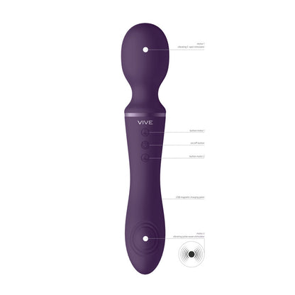 Vive Enora - Purple 22 cm USB Rechargeable Dual Ended Massager Wand