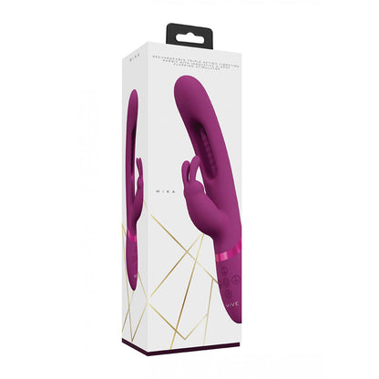 VIVE Mika - Pink - Pink 23.2 cm USB Rechargeable Rabbit Vibrator with Flapping Shaft