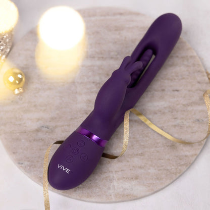 VIVE Mika - Purple - Purple 23.2 cm USB Rechargeable Rabbit Vibrator with Flapping Shaft