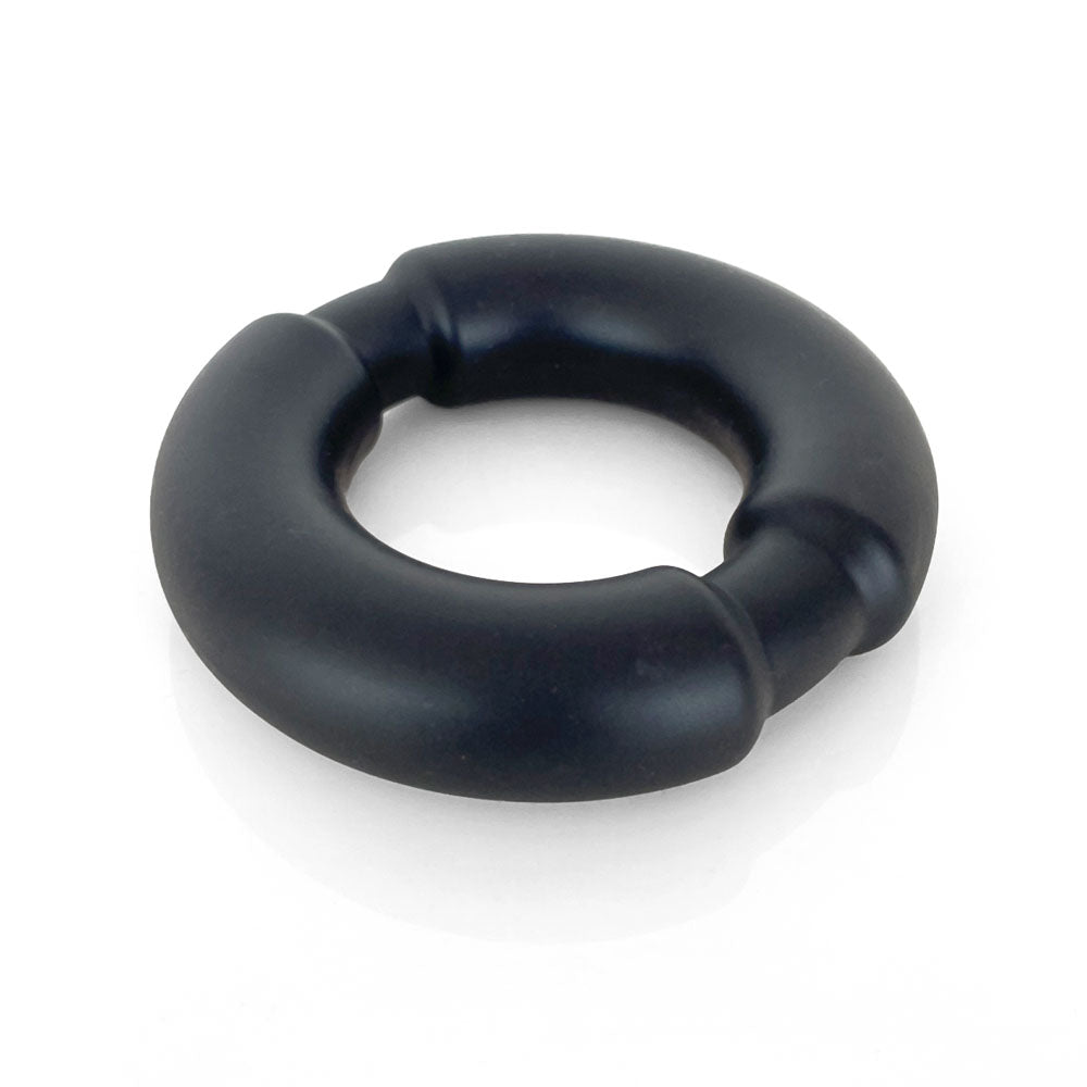 VERS Liquid Silicone Weighted Steel Core C-Ring - Black Cock Ring with Steel Core