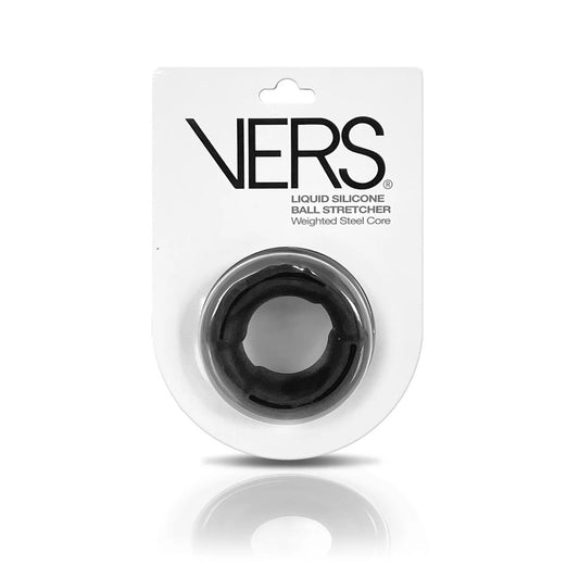 VERS Liquid Silicone Weight Steel Core Ball Stretcher - Black Ball Stretcher Ring with Steel Core