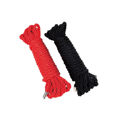 WhipSmart Heartbreaker 2 Pack Satin BDSM Rope - Black & Red Ropes - Set of 2