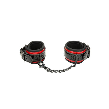 WhipSmart Heartbreaker Deluxe Buckle Love Cuffs - Black/Red Restraints