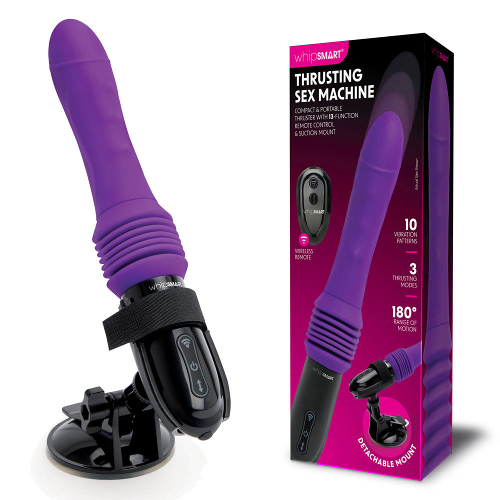 WhipSmart Thrusting Sex Machine - Purple 23 cm USB Rechargeable Thrusting Vibrator with Suction