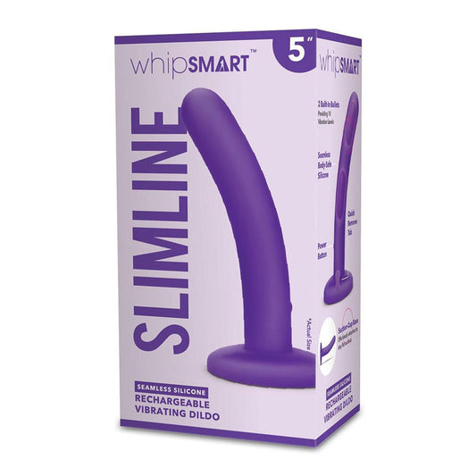 WhipSmart 5'' Slimline Rechargeable Vibrating Dildo - Purple 12.7 cm USB Rechargeable Dildo