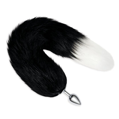 WhipSmart Furry Tales 14 Inch Black Fox Tail - Metal 6.3 cm Butt Plug with Black Fox Tail