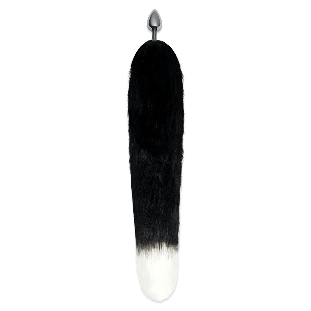 WhipSmart Furry Tales 14 Inch Black Fox Tail - Metal 6.3 cm Butt Plug with Black Fox Tail