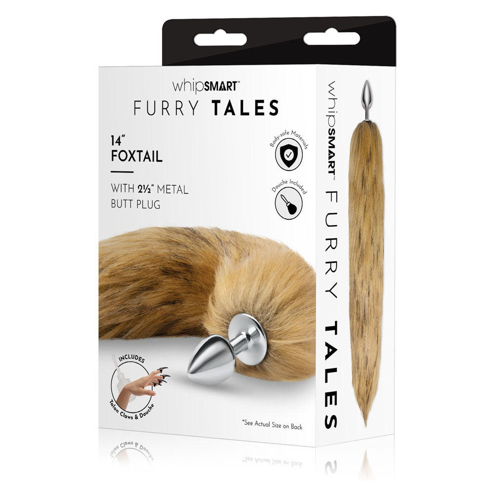 WhipSmart Furry Tales 14 Inch Brown Fox Tail - Metal 6.3 cm Butt Plug with Brown Fox Tail