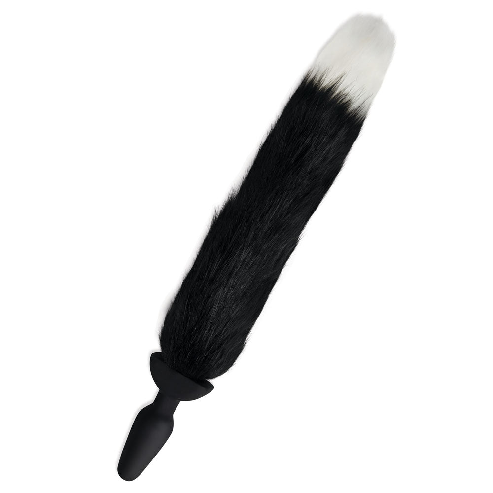 WhipSmart Furry Tales Silicone Foxtail Rechargeable Butt Plug - Black 9.5 cm Vibrating Butt Plug with Black Fox Tail & Remote Control