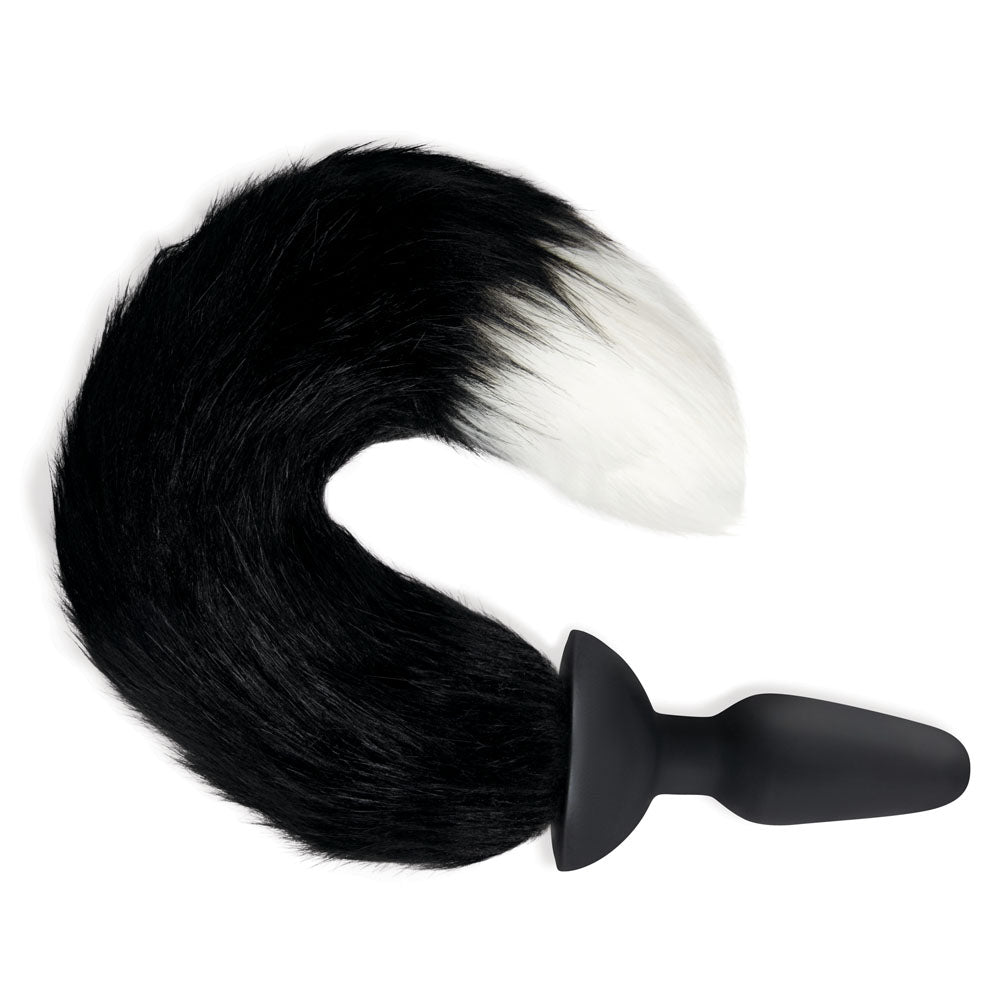 WhipSmart Furry Tales Silicone Foxtail Rechargeable Butt Plug - Black 9.5 cm Vibrating Butt Plug with Black Fox Tail & Remote Control