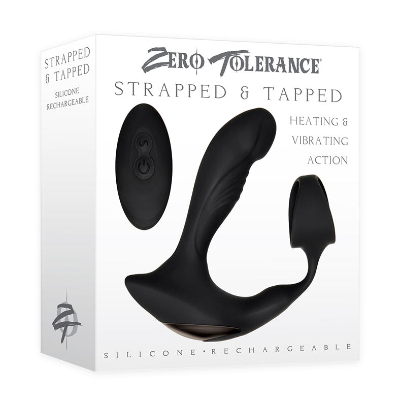 Zero Tolerance Strapped & Tapped - Black USB Rechargeable Heating Anal Plug with Cock Ring