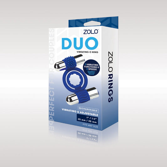 Zolo Rechargeable Duo Vibrating C-Ring - Blue USB Rechargeable Dual Vibrating Cock Ring