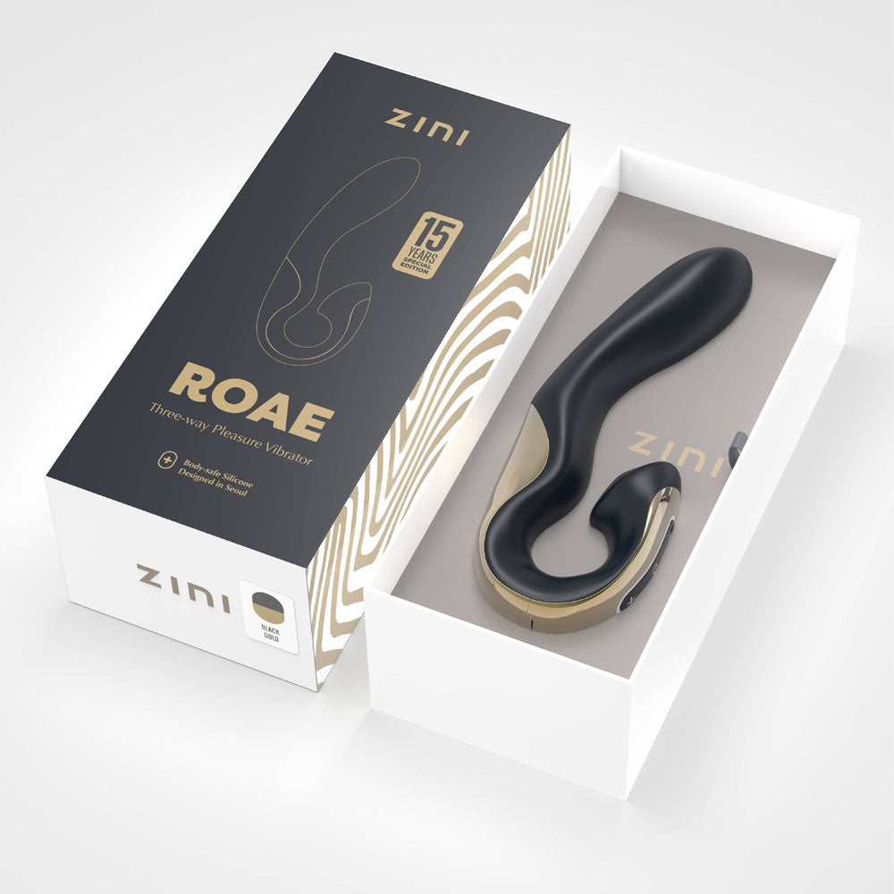 Zini Roae Special Edition - Black/Gold - Black/Gold 19.5 cm USB Rechargeable Vibrator