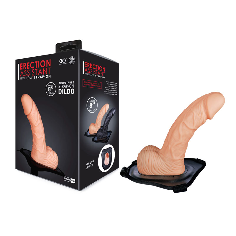 ERECTION ASSISTANT Hollow Strap-On - 8'' Flesh