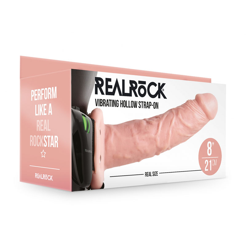 REALROCK Vibrating Hollow Strap-on - 20.5 cm Flesh