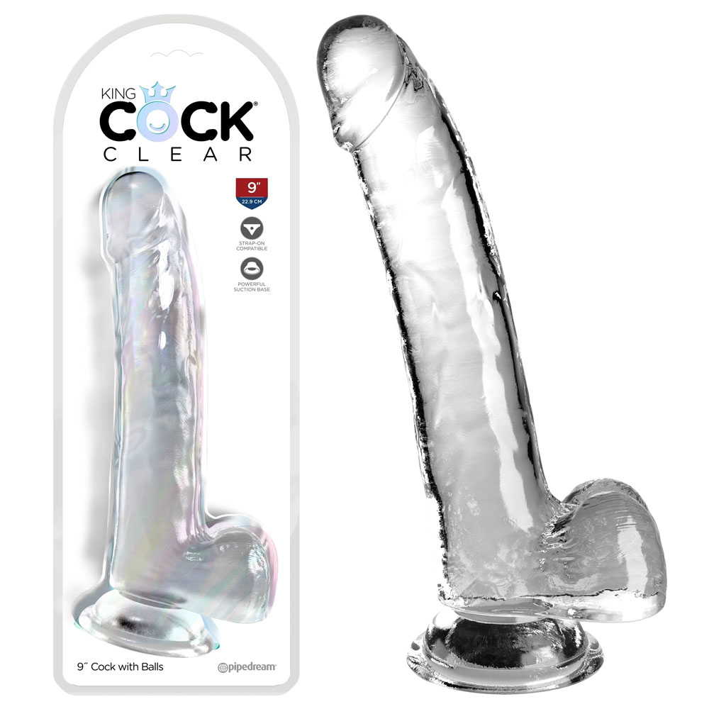 King Cock Clear 9'' Cock with Balls - Clear