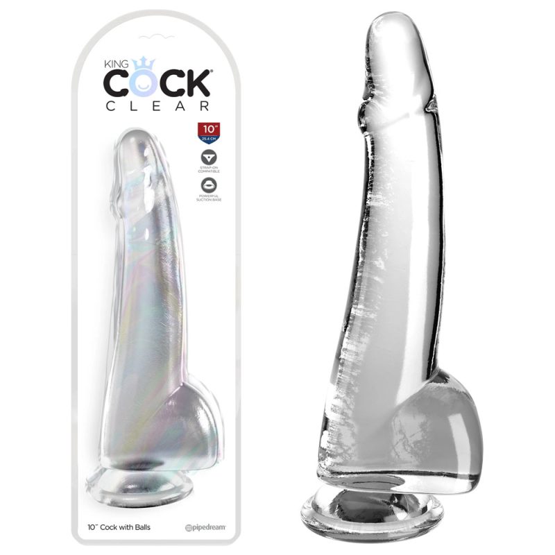 King Cock Clear 10'' Cock with Balls - Clear