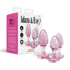 Adam & Eve Glitter Gem 3-Piece Butt Plug Set - Pink