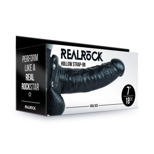 REALROCK Hollow Strapon with Balls - 18 cm Black