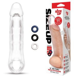 Size Up 2 Inch See-Thru Penis Extender with Ball Loop